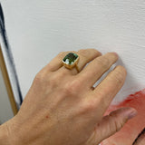 12.35ct Cushion Cut Green Tourmaline Heirloom Bezel Ring