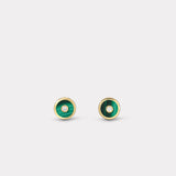 Mini Compass Stud Earrings with Malachite