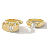 Ethically Mined Emerald Cut Diamond Pleated Solitaire Ring