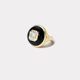 Petite Lollipop Ring - 18k 3.08ct Asscher Diamond in Hand Carved Black Jade