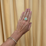 5.18ct Opal Cabochon Diamond Heirloom Bezel Ring