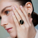 Compass Ring with Black Onyx and Emerald