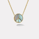 Large Peace Sign Pendant with Blue Chalcedony, Rainbow Opal, Peruvian Opal and Australian Opal