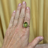 7.2ct Oval Green Tourmaline Heirloom Bezel Ring