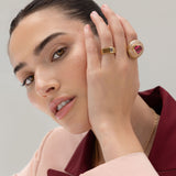 Classic Lollipop Ring - 5.7ct Rubellite in Hand Carved Rose Quartz