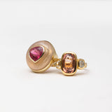 Classic Lollipop Ring - 5.7ct Rubellite in Hand Carved Rose Quartz