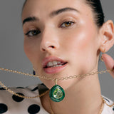 8.37ct Pear Green Tourmaline in Malachite Lollipop Charm