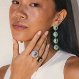 9.48ct Mixed Emerald Cut Emeralds in Chrysoprase Lollipop Drop Earrings