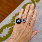 Classic Lollipop Ring - Triangle Tanzanite in Hand Carved Onyx