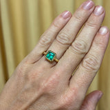 1.61ct Emerald Cut Emerald Heirloom Bezel Ring