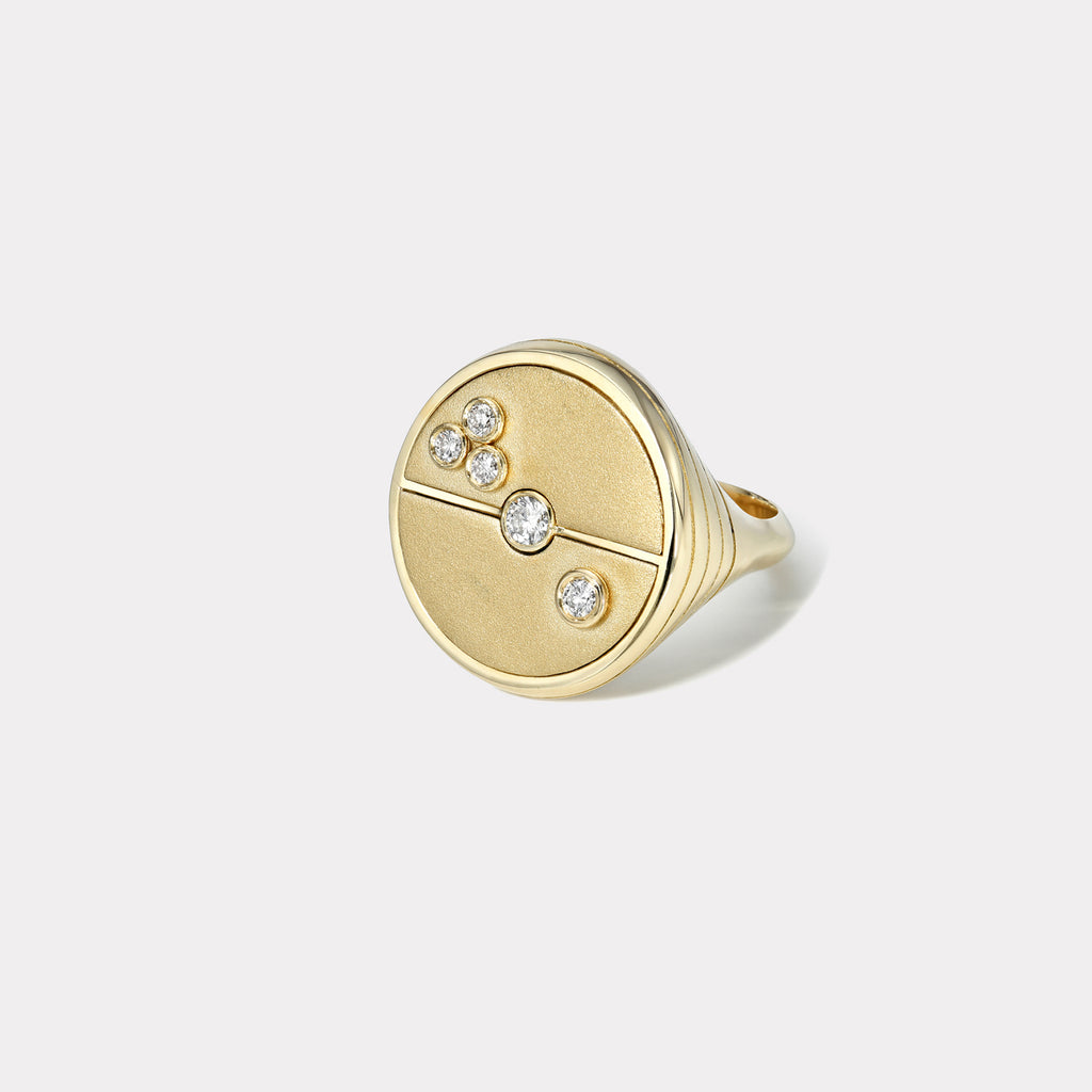 Compass Ring with Sandblasted Gold and Diamonds