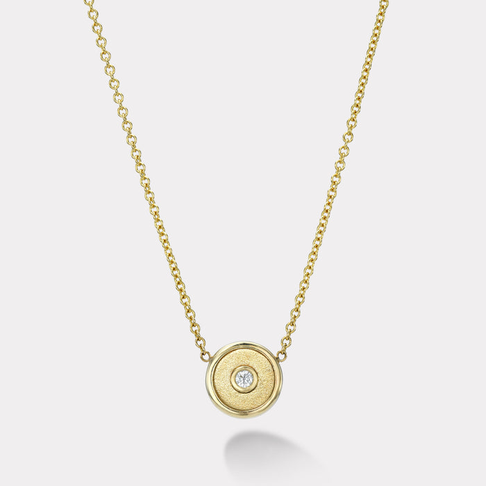 Mini Compass Pendant - Sandblasted All Gold