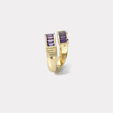 Violet Sapphire Baguette Buckle Ring