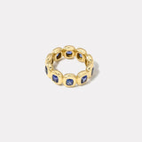 4.35ct Cushion Blue Sapphires Bezel Eternity Band