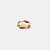 Large Polka Dot Carnelian Bombe Ring with .58ct Diamonds