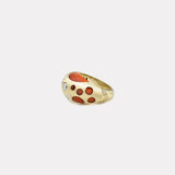 Large Polka Dot Carnelian Bombe Ring with .58ct Diamonds
