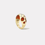 Large Polka Dot Carnelian Bombe Ring with .58ct Diamonds