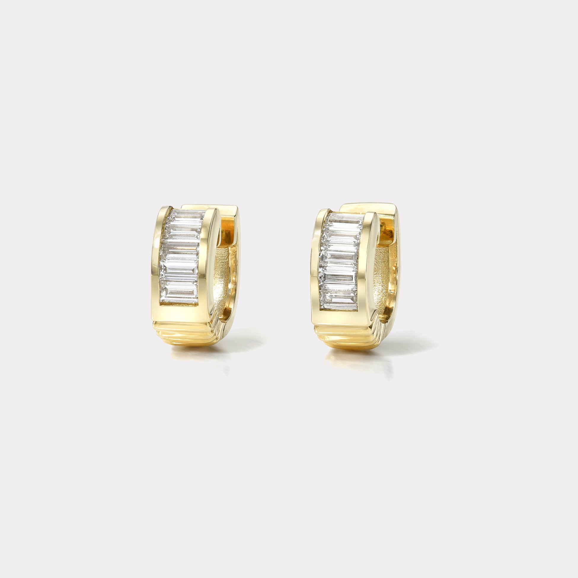 Diamond Baguette Huggies 1ct