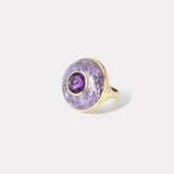 Lollipop Ring - 3.16ct Round Amethyst in Hand Carved Light Amethyst
