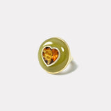4.77ct Heart Citrine in Hand Carved Yellow Beryl Lollipop Ring