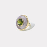 Classic Lollipop Ring - 5.2ct Green Tourmaline in Hand Carved Light Amethyst