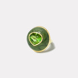 5.37ct Pear Green Tourmaline in Hand Carved Green Opal Lollipop Ring