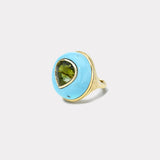 Lollipop Ring -  5.44ct Pear Green Tourmaline in Turquoise