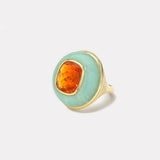 Classic Lollipop Ring- 5.49ct Cushion Fire Opal in Chrysoprase