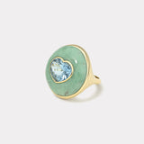 Classic Lollipop - 5ct Aquamarine in Hand Carved Green Turquoise Lollipop Ring