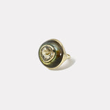 Classic Lollipop Ring - 6.92ct Pear Yellow Tourmaline in Hand Carved Labradorite