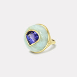 Classic Lollipop Ring- 7.35ct Pear Tanzanite in Peruvian Opal