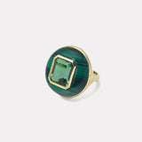 7.94ct Emerald Cut Green Tourmaline in Malachite Classic Lollipop Ring