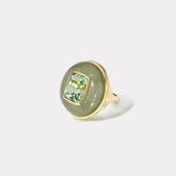 Lollipop Ring - 7ct Mint Tourmaline in Hand Carved Aquamarine