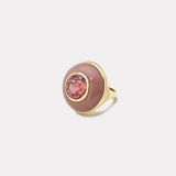 Classic Lollipop Ring- 8.26ct Oval Pink Tourmaline in Guava Quartz