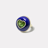 Classic Lollipop Ring - 8.69ct Heart Green Tourmaline in Hand Carved Lapis