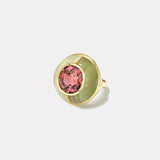 Classic Lollipop Ring- 9.47ct Round Pink Tourmaline in Green Onyx