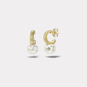 Girl with a Pearl Contemporary Hoops on Silver