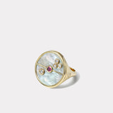 Compass Ring with Mother of Pearl and Pink Spinel