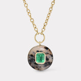 Emerald in Hand Carved Dendrite Lollipop Pendant
