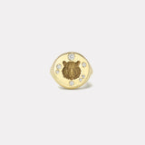 Tiger Fantasy Signet Ring with Diamonds