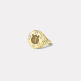 Tiger Fantasy Signet Ring with Diamonds