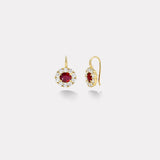 2.06ct Oval Rubies with Diamond Halo Heirloom Bezel Earrings