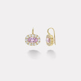 6.11ct Oval Lavender Kunzite Diamond Heirloom Bezel Earrings