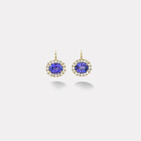 9.06ct Oval Tanzanite Diamond Heirloom Bezel Earrings