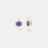 9.06ct Oval Tanzanite Diamond Heirloom Bezel Earrings