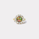 1.7ct Brown Opal Cabochon Diamond Heirloom Bezel Ring