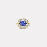 2.02ct Oval Blue Sapphire Diamond Heirloom Bezel Ring