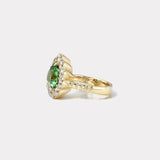 2.78ct Green Tourmaline Diamond Heirloom Bezel Ring