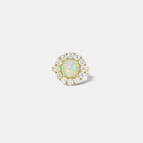 3.14ct Round Cabochon Ethiopian Opal Diamond Heirloom Bezel Ring