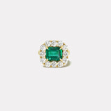 3.2ct Emerald Cut Emerald Diamond Heirloom Bezel Ring